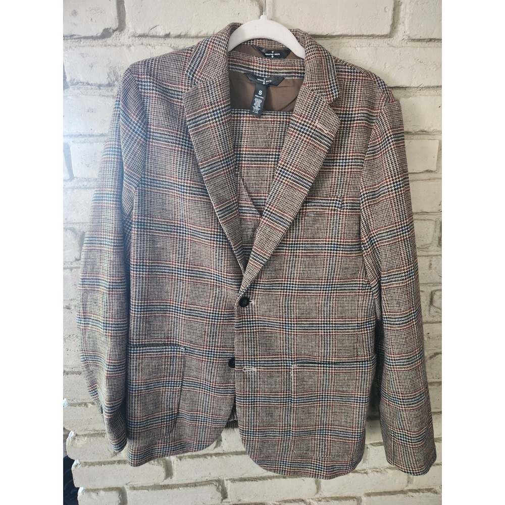 NWT Houston White Mens 3 Piece Plaid Suit